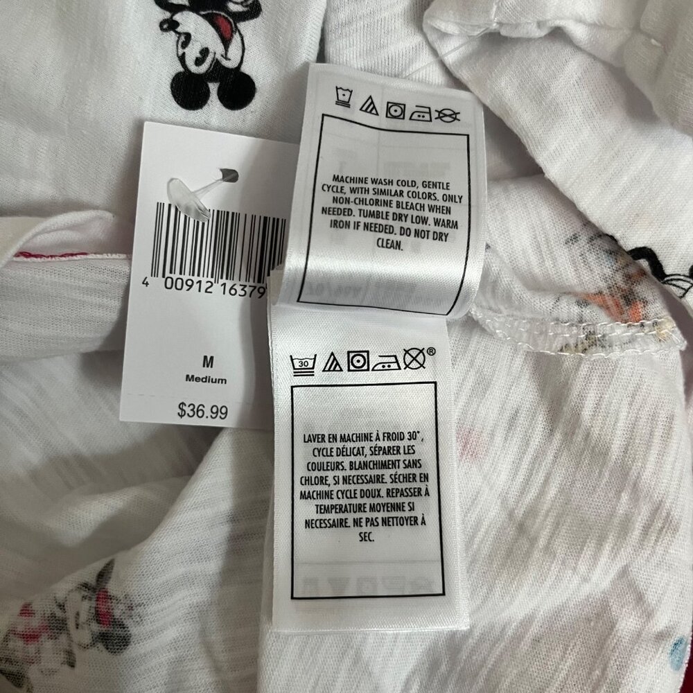 NEW DISNEY PARKS DISNEYLAND TEE SHIRT WOMENS MEDIUM WHITE POLKA DOT CHARACTERS - Picture 6 of 6